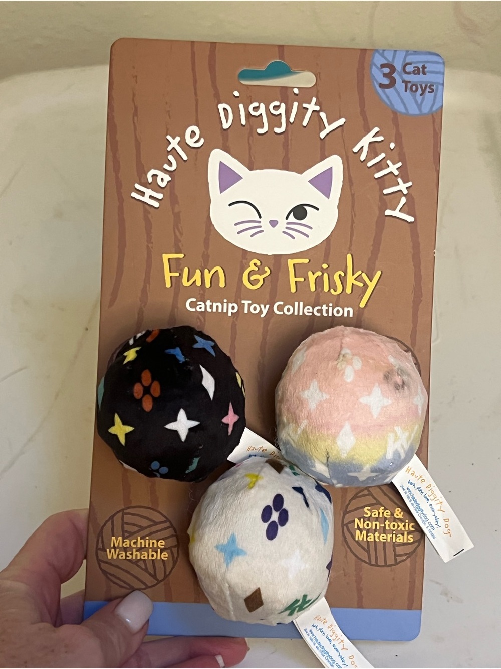 Fun & Frisky Catnip Ball Set - Black, Pink, White